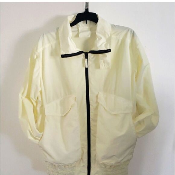 Aspesi Italy Pale Yellow Lightweight Full Zip Windbreaker Ribbed Cuffs Jacket S - Picture 8 of 10